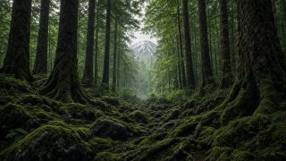 Aokigahara forest at the foot of Mount Fuji, Japan
